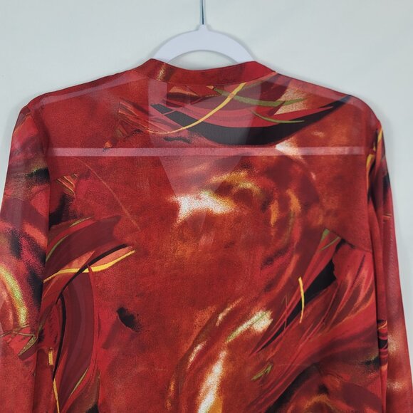 Chico's Additions Blouse Women's Size Large Red & Black Abstract Design - Picture 10 of 11